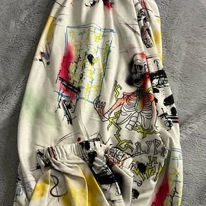 white cuffed sweatpants